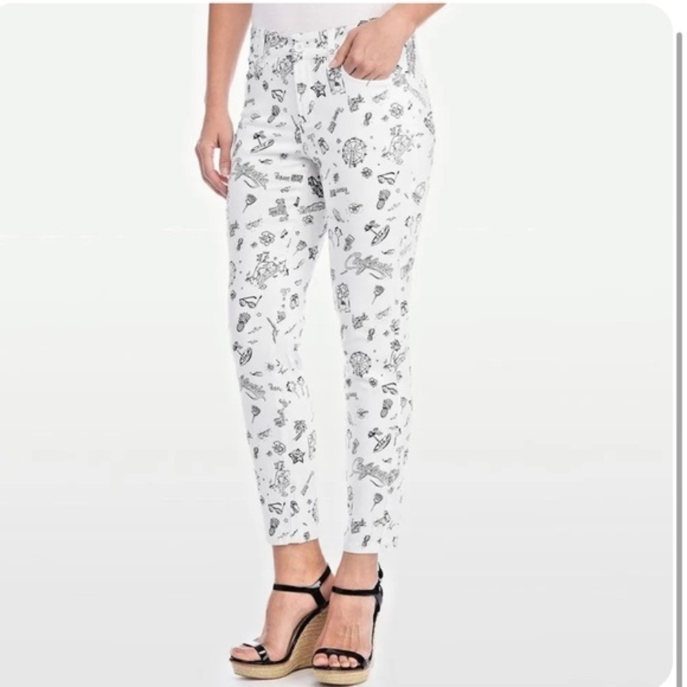 NYDJ Clarissa Skinny Ankle‎ California City White Black Womens Size 10 Festival